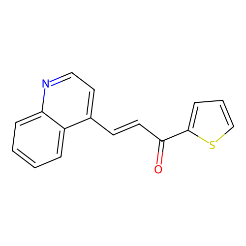 (2E)-3-(Quinolin-4-YL)-1-(thiophen-2-YL)prop-2-EN-1-one structure