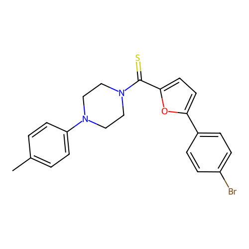 [5-(4-Bromophenyl)furan-2-yl][4-(4-methylphenyl)piperazin-1-yl]methanethione structure