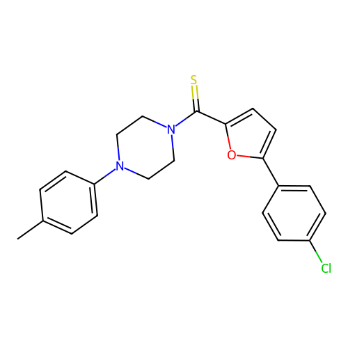 [5-(4-Chlorophenyl)furan-2-yl][4-(4-methylphenyl)piperazin-1-yl]methanethione structure