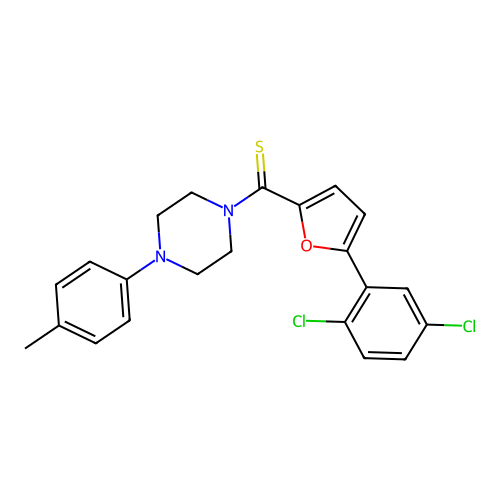 (5-(2,5-dichlorophenyl)furan-2-yl)(4-(p-tolyl)piperazin-1-yl)methanethione structure