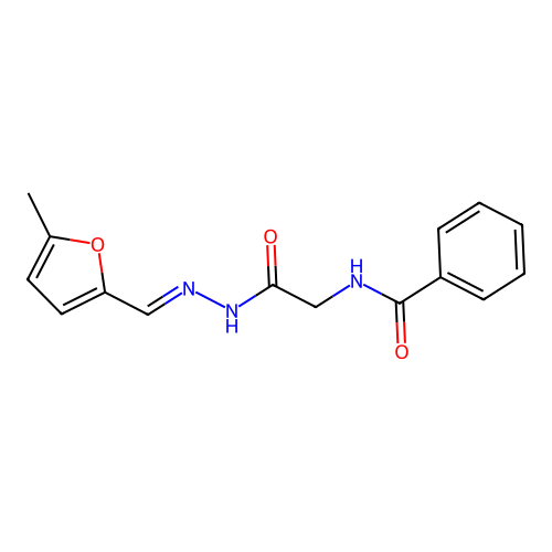 (E)-N-(2-(2-((5-methylfuran-2-yl)methylene)hydrazinyl)-2-oxoethyl)benzamide structure