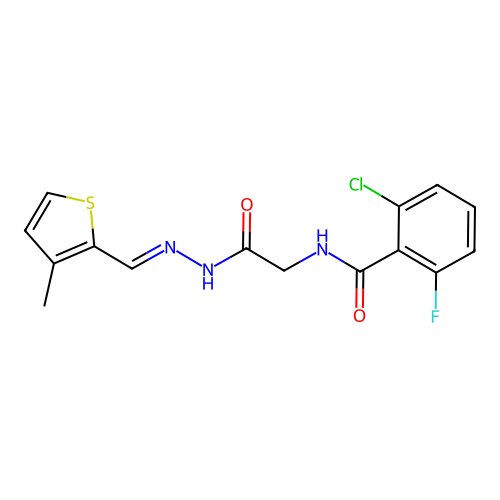(E)-2-chloro-6-fluoro-N-(2-(2-((3-methylthiophen-2-yl)methylene)hydrazinyl)-2-oxoethyl)benzamide structure