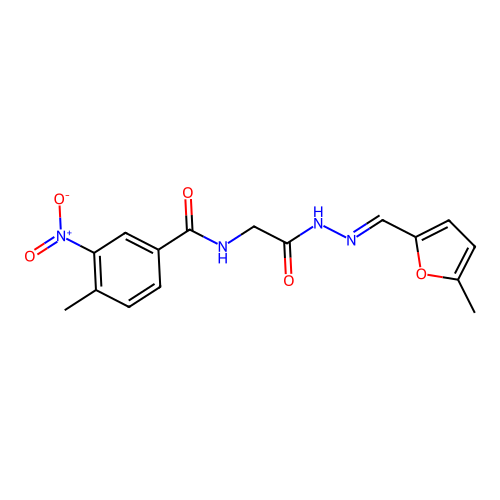 (E)-4-methyl-N-(2-(2-((5-methylfuran-2-yl)methylene)hydrazinyl)-2-oxoethyl)-3-nitrobenzamide structure