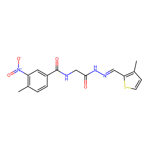 (E)-4-methyl-N-(2-(2-((3-methylthiophen-2-yl)methylene)hydrazinyl)-2-oxoethyl)-3-nitrobenzamide structure