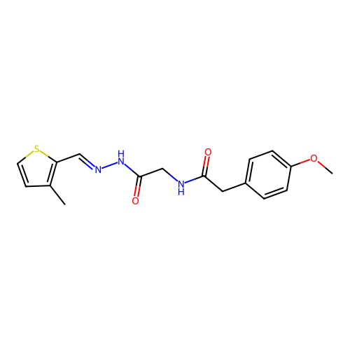 (E)-2-(4-methoxyphenyl)-N-(2-(2-((3-methylthiophen-2-yl)methylene)hydrazinyl)-2-oxoethyl)acetamide structure