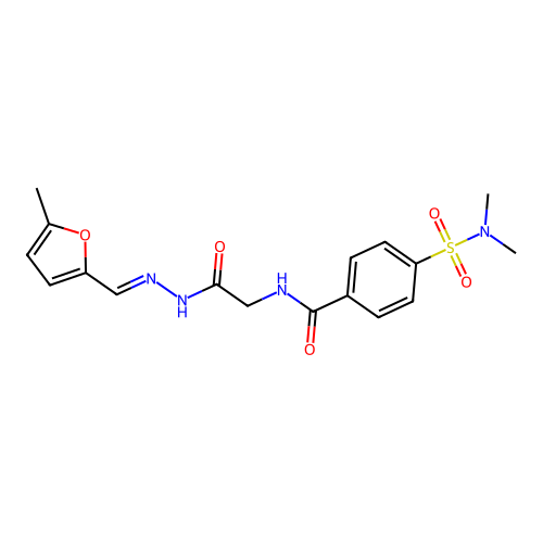 (E)-4-(N,N-dimethylsulfamoyl)-N-(2-(2-((5-methylfuran-2-yl)methylene)hydrazinyl)-2-oxoethyl)benzamide structure