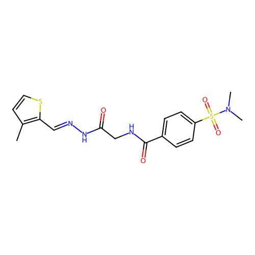 (E)-4-(N,N-dimethylsulfamoyl)-N-(2-(2-((3-methylthiophen-2-yl)methylene)hydrazinyl)-2-oxoethyl)benzamide structure