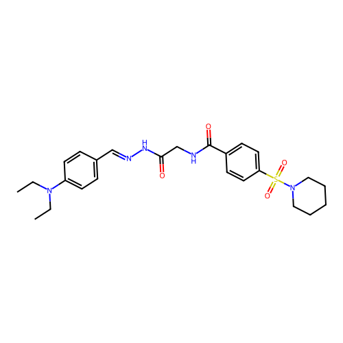 (E)-N-(2-(2-(4-(diethylamino)benzylidene)hydrazinyl)-2-oxoethyl)-4-(piperidin-1-ylsulfonyl)benzamide structure