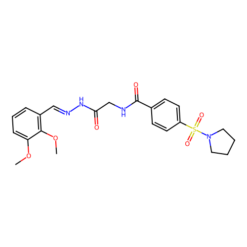 N-({N'-[(1E)-(2,3-dimethoxyphenyl)methylidene]hydrazinecarbonyl}methyl)-4-(pyrrolidine-1-sulfonyl)benzamide structure