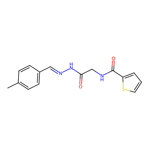 (E)-N-(2-(2-(4-methylbenzylidene)hydrazinyl)-2-oxoethyl)thiophene-2-carboxamide structure