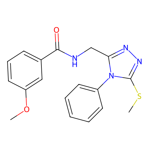 3-methoxy-N-((5-(methylthio)-4-phenyl-4H-1,2,4-triazol-3-yl)methyl)benzamide structure