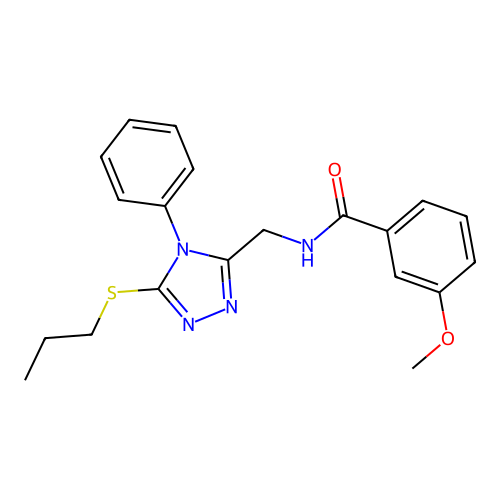 3-methoxy-N-[(4-phenyl-5-propylsulfanyl-1,2,4-triazol-3-yl)methyl]benzamide structure