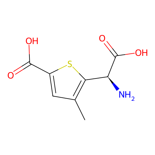 5-[(R)-amino(carboxy)methyl]-4-methylthiophene-2-carboxylic acid structure