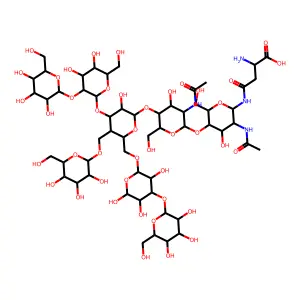 (Mannose)6-(N-acetylglucosamine)2-asparagine structure