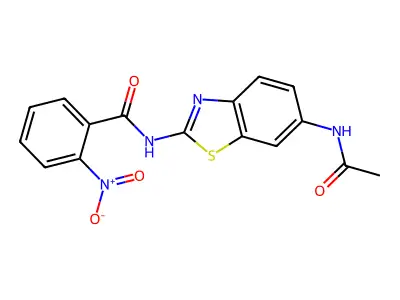 N-(6-acetamido-1,3-benzothiazol-2-yl)-2-nitrobenzamide structure