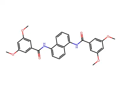 N,N'-(naphthalene-1,5-diyl)bis(3,5-dimethoxybenzamide) structure
