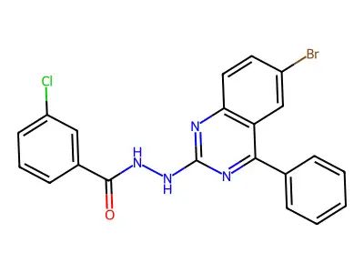 N'-(6-bromo-4-phenylquinazolin-2-yl)-3-chlorobenzohydrazide structure