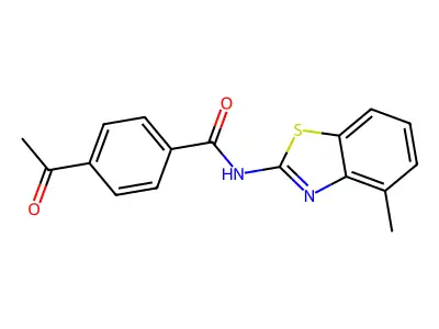 4-acetyl-N-(4-methyl-1,3-benzothiazol-2-yl)benzamide structure
