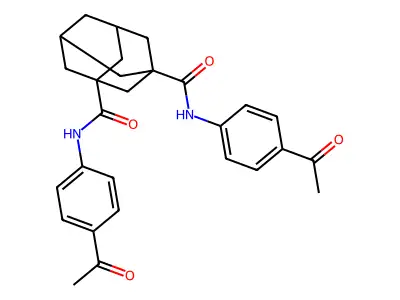 N,N'-bis(4-acetylphenyl)adamantane-1,3-dicarboxamide structure