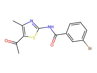 N-(5-acetyl-4-methyl-1,3-thiazol-2-yl)-3-bromobenzamide structure