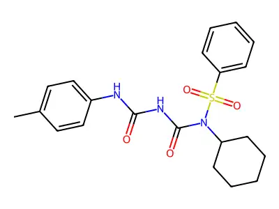 N-cyclohexyl-N-((p-tolylcarbamoyl)carbamoyl)benzenesulfonamide structure