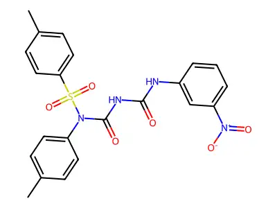 4-methyl-N-(((3-nitrophenyl)carbamoyl)carbamoyl)-N-(p-tolyl)benzenesulfonamide structure
