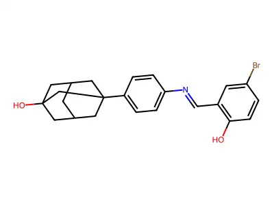 (1s,3r,5R,7S)-3-(4-((E)-(5-bromo-2-hydroxybenzylidene)amino)phenyl)adamantan-1-ol structure