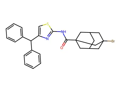 N-(4-benzhydryl-1,3-thiazol-2-yl)-3-bromoadamantane-1-carboxamide structure
