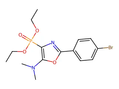 2-(4-bromophenyl)-4-diethoxyphosphoryl-N,N-dimethyl-1,3-oxazol-5-amine structure