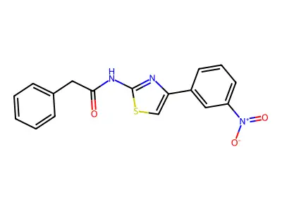 N-[4-(3-nitrophenyl)-1,3-thiazol-2-yl]-2-phenylacetamide structure