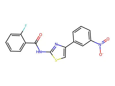 2-fluoro-N-[4-(3-nitrophenyl)-1,3-thiazol-2-yl]benzamide structure