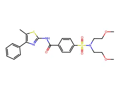 4-[bis(2-methoxyethyl)sulfamoyl]-N-(5-methyl-4-phenyl-1,3-thiazol-2-yl)benzamide structure