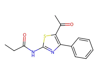 N-(5-acetyl-4-phenylthiazol-2-yl)propionamide structure
