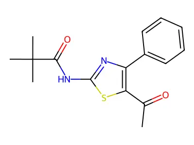 N-(5-acetyl-4-phenyl-1,3-thiazol-2-yl)-2,2-dimethylpropanamide structure