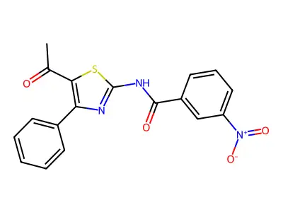 N-(5-acetyl-4-phenyl-1,3-thiazol-2-yl)-3-nitrobenzamide structure
