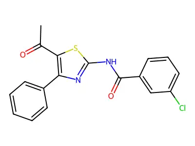 N-(5-acetyl-4-phenyl-1,3-thiazol-2-yl)-3-chlorobenzamide structure