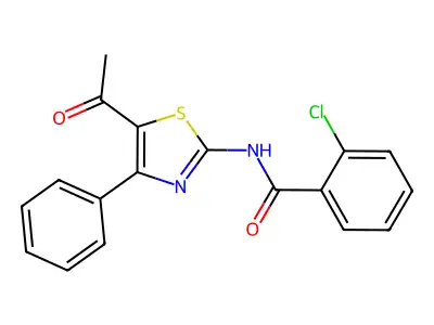 N-(5-acetyl-4-phenyl-1,3-thiazol-2-yl)-2-chlorobenzamide structure