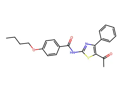 N-(5-acetyl-4-phenyl-1,3-thiazol-2-yl)-4-butoxybenzamide structure