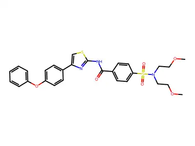 4-[bis(2-methoxyethyl)sulfamoyl]-N-[4-(4-phenoxyphenyl)-1,3-thiazol-2-yl]benzamide structure
