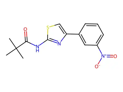 2,2-dimethyl-N-[4-(3-nitrophenyl)-1,3-thiazol-2-yl]propanamide structure