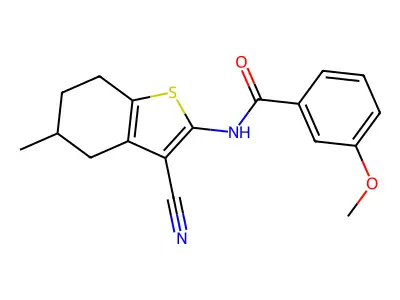 N-(3-cyano-5-methyl-4,5,6,7-tetrahydro-1-benzothiophen-2-yl)-3-methoxybenzamide structure