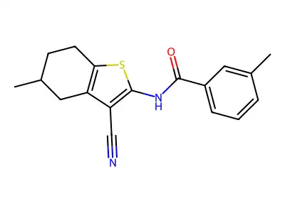 N-(3-cyano-5-methyl-4,5,6,7-tetrahydro-1-benzothiophen-2-yl)-3-methylbenzamide structure