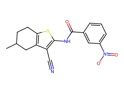 N-(3-cyano-5-methyl-4,5,6,7-tetrahydro-1-benzothiophen-2-yl)-3-nitrobenzamide structure