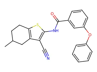 N-(3-cyano-5-methyl-4,5,6,7-tetrahydro-1-benzothiophen-2-yl)-3-phenoxybenzamide structure