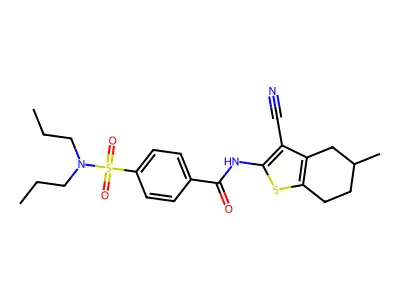 N-(3-cyano-5-methyl-4,5,6,7-tetrahydro-1-benzothiophen-2-yl)-4-(dipropylsulfamoyl)benzamide structure