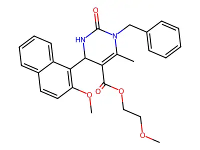 2-methoxyethyl 1-benzyl-4-(2-methoxynaphthalen-1-yl)-6-methyl-2-oxo-1,2,3,4-tetrahydropyrimidine-5-carboxylate structure