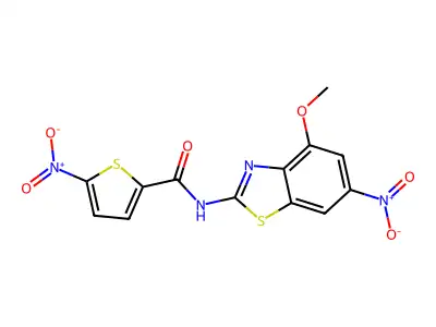 N-(4-methoxy-6-nitro-1,3-benzothiazol-2-yl)-5-nitrothiophene-2-carboxamide structure