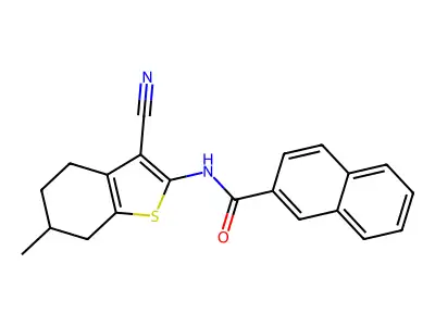 N-(3-cyano-6-methyl-4,5,6,7-tetrahydro-1-benzothiophen-2-yl)naphthalene-2-carboxamide structure