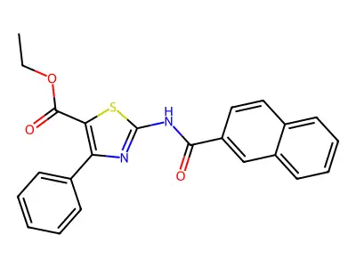 Ethyl 2-(naphthalene-2-carbonylamino)-4-phenyl-1,3-thiazole-5-carboxylate structure