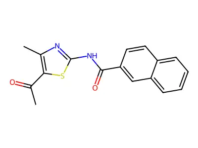 N-(5-acetyl-4-methyl-1,3-thiazol-2-yl)naphthalene-2-carboxamide structure